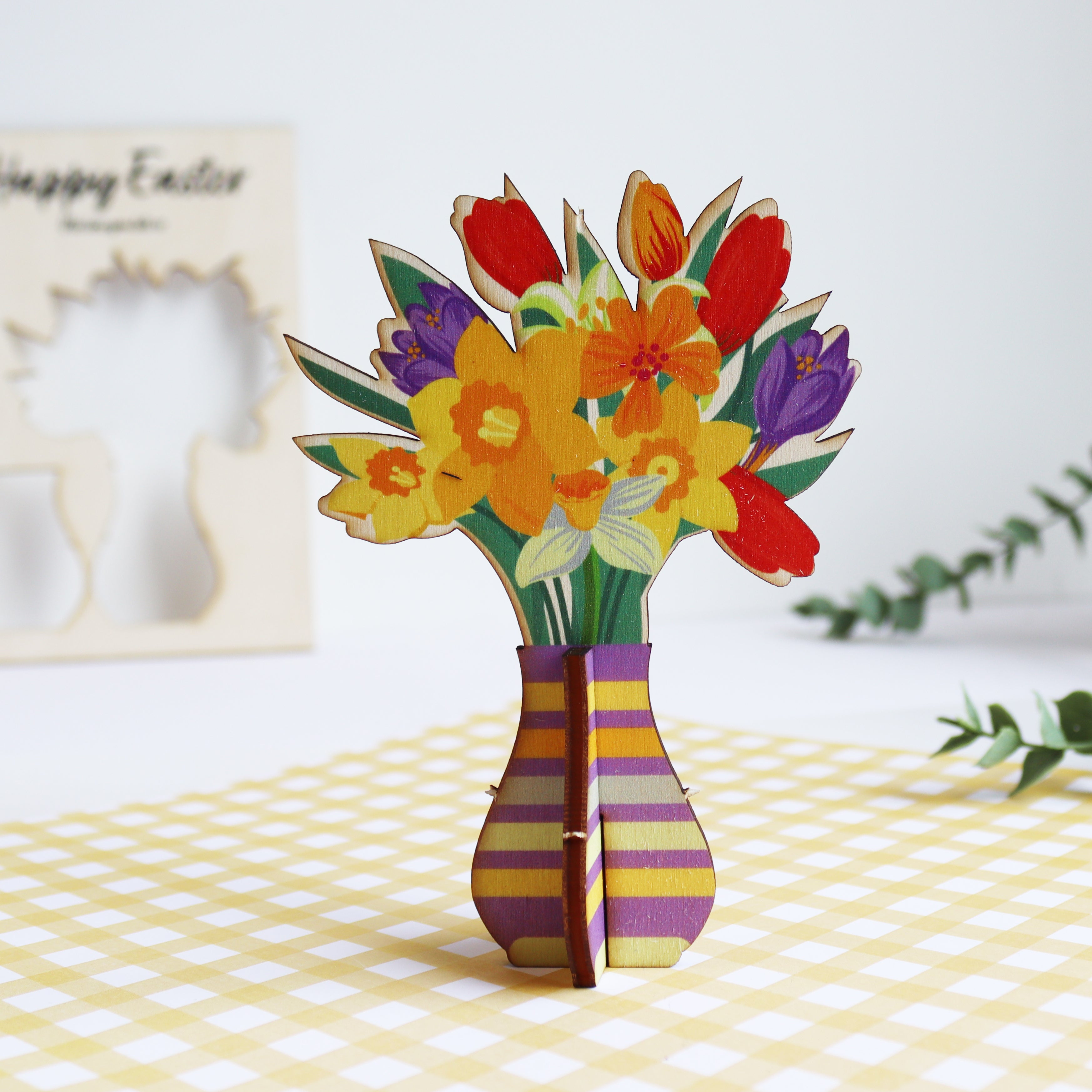 Personalised 3D Wooden Easter Flower Card – Keepsake Gift