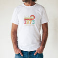 White t-shirt with retro 'Vintage 1973 Limited Edition' 50th birthday design