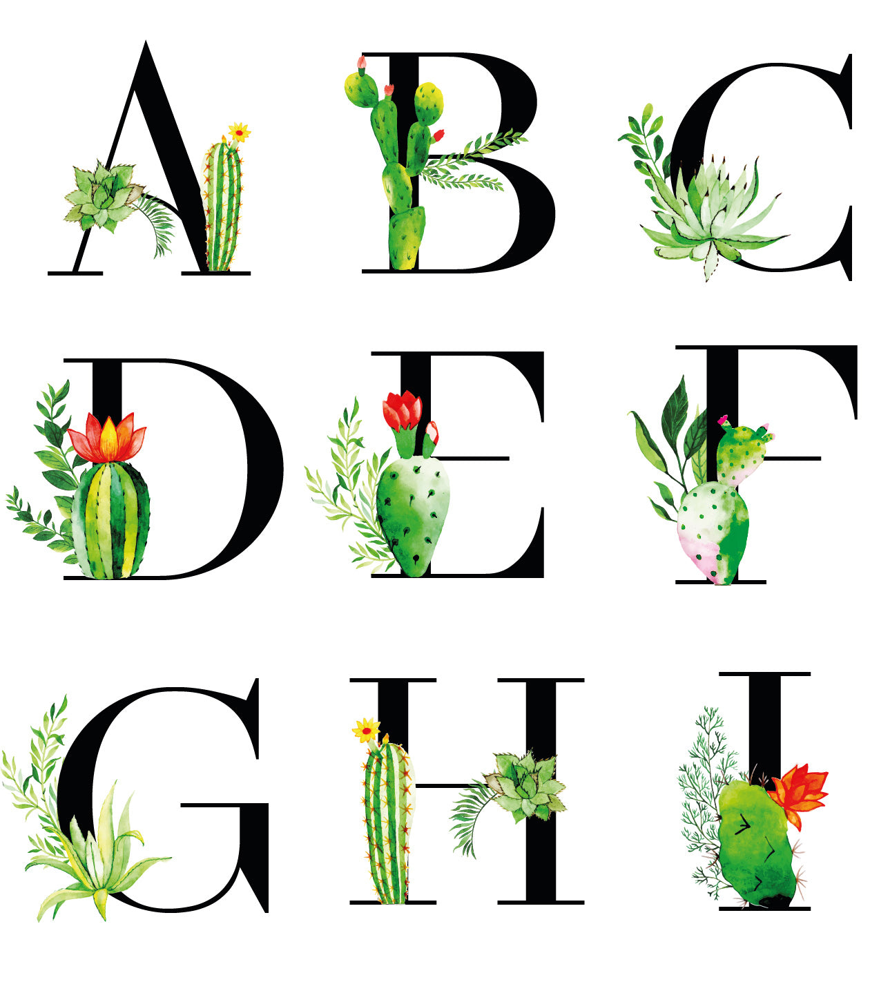 Personalised Couples Water Colour Cactus Print