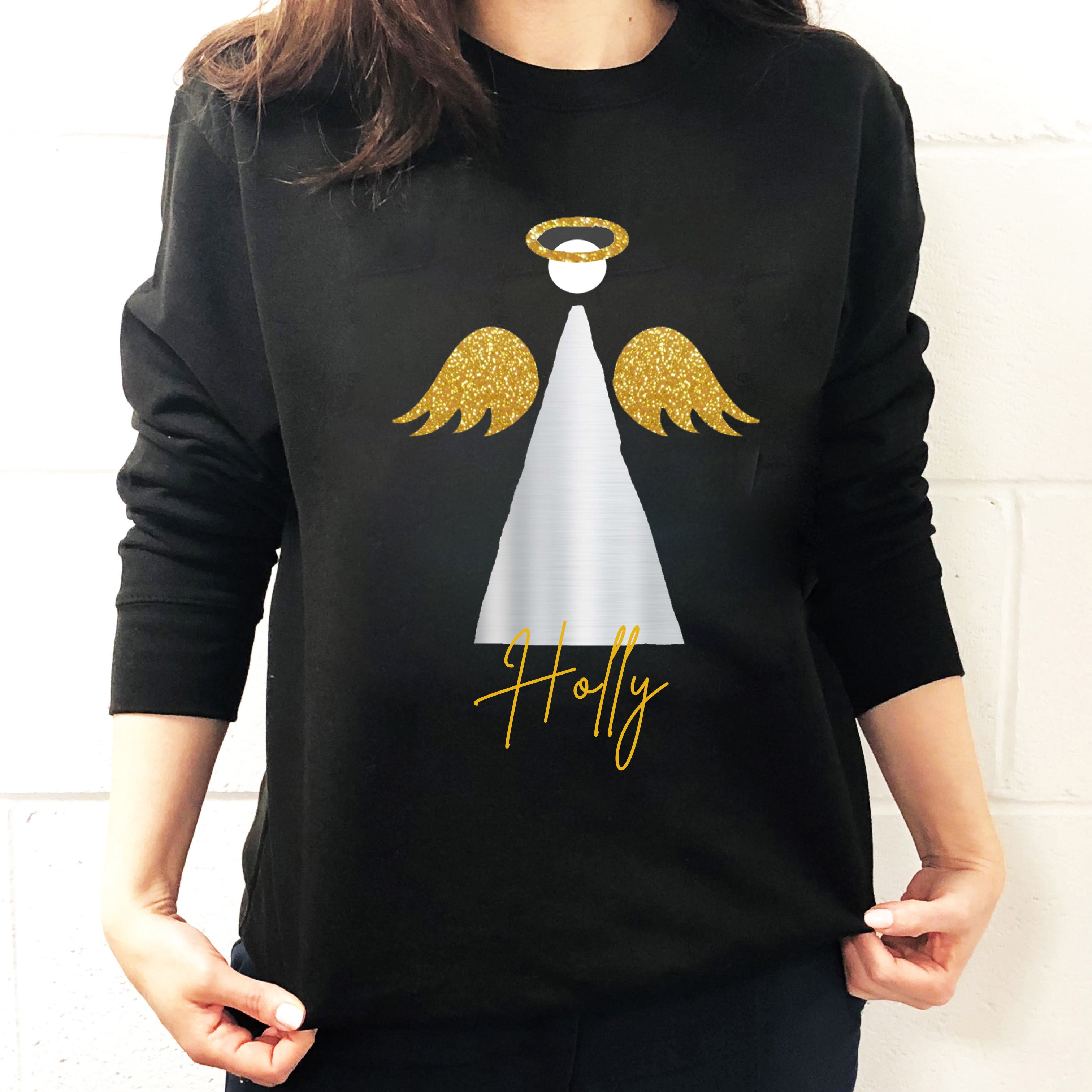 Kids Personalised Angel Christmas Sweatshirt