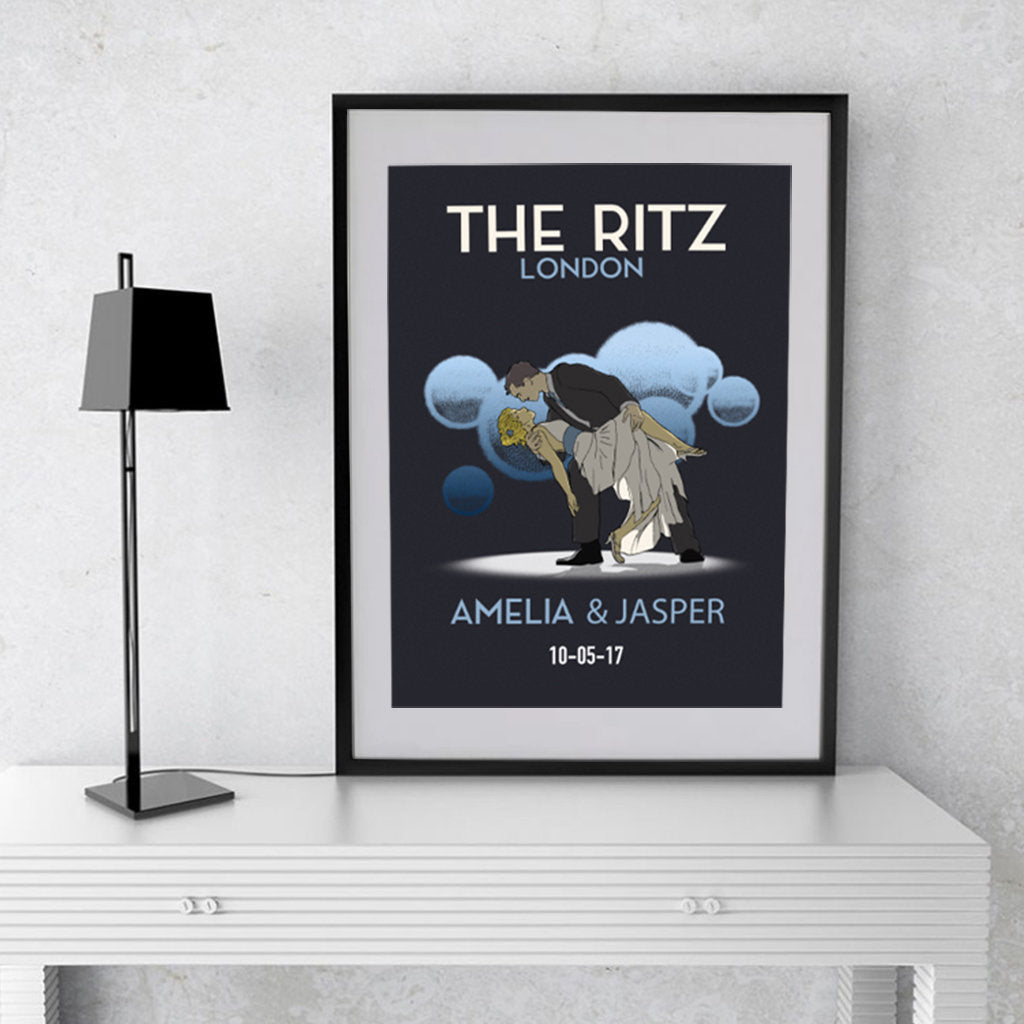 Anniversary or wedding gift personalised vintage style print