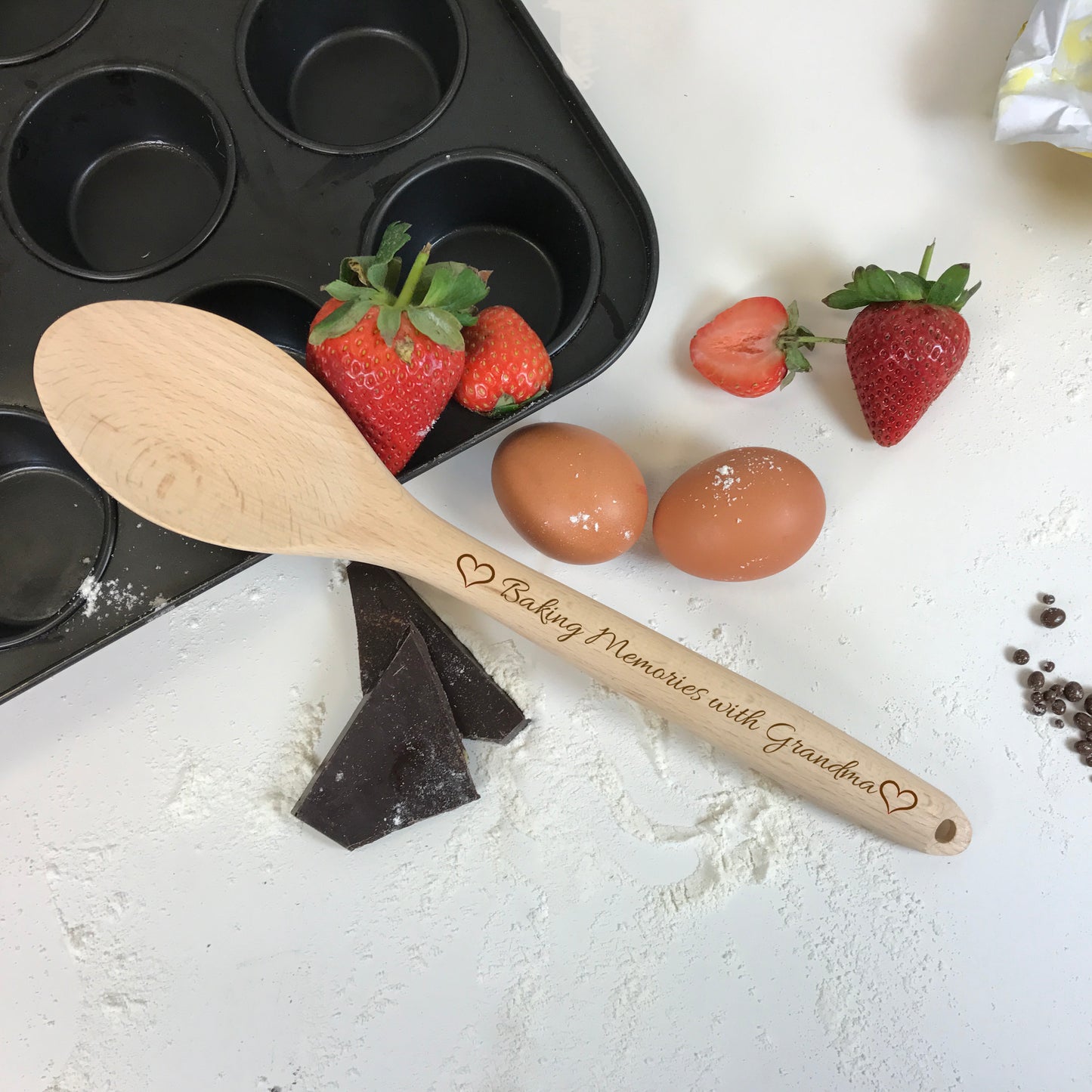 Personalised baking memories wooden spoon