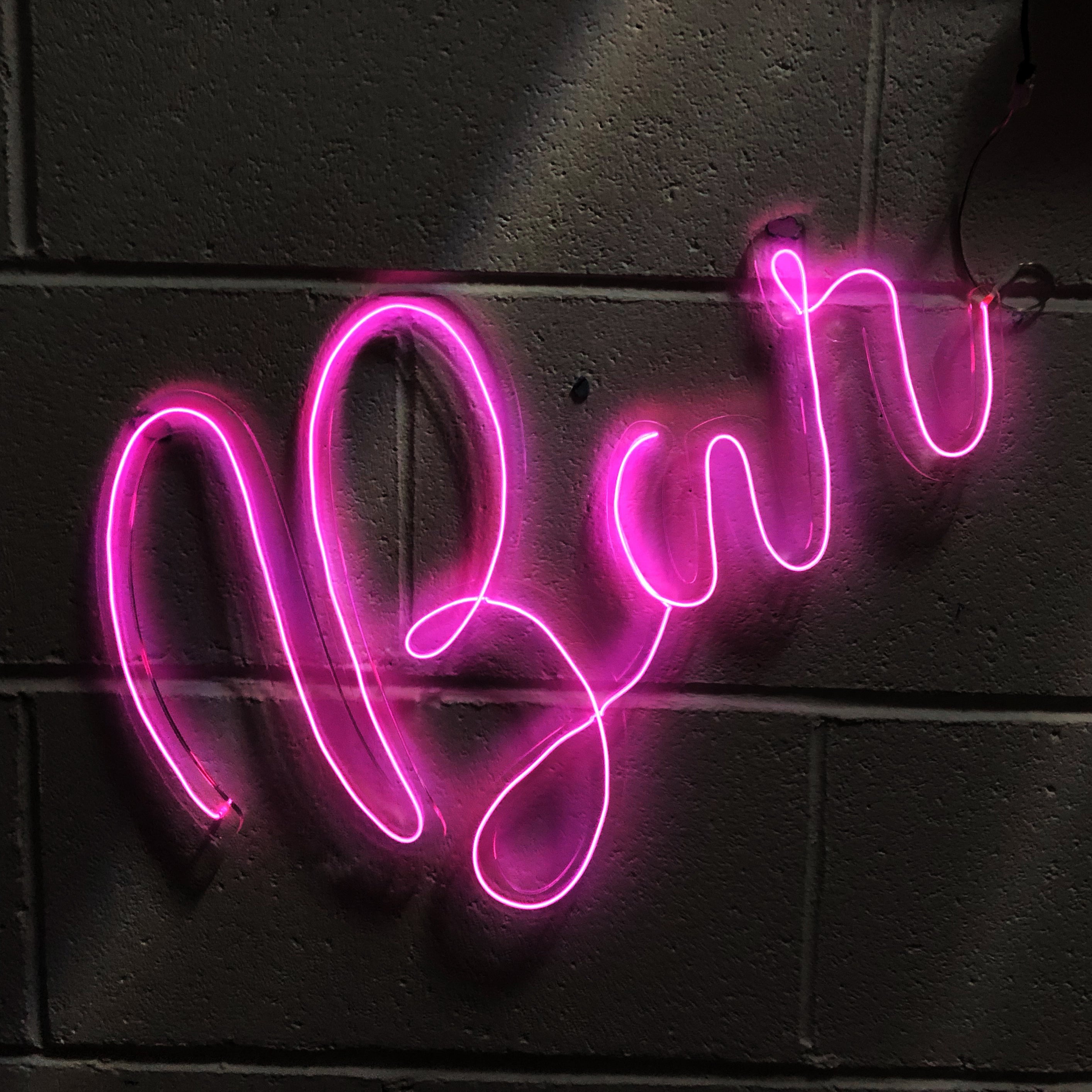 Pink Bar sign made from neon pink EL wire battery operated
