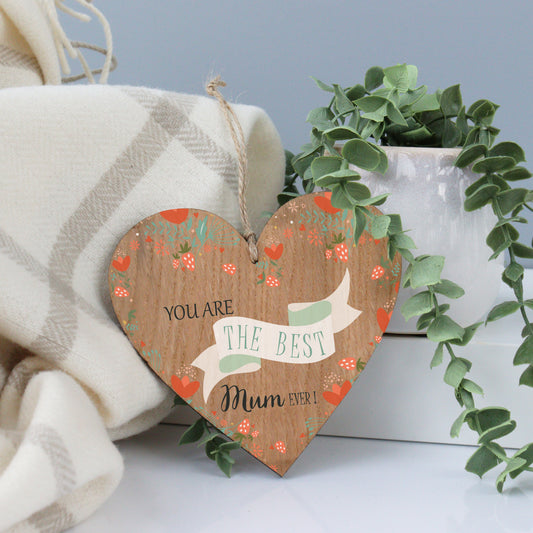 Best Mum ever day hanging wooden heart Mothers day gift heart personalised for Mum mothers day gift