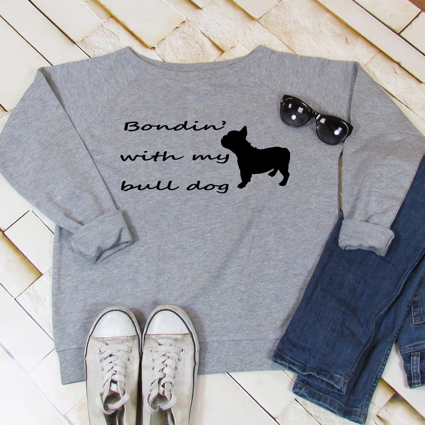 Bondin' with my bull dog sweatshirt bulldog owner sweatshirt dog lover jumper