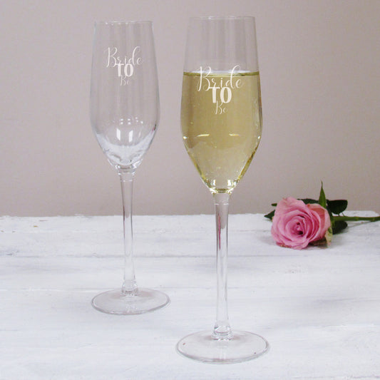 Engraved champagne glass for the Bride to Be