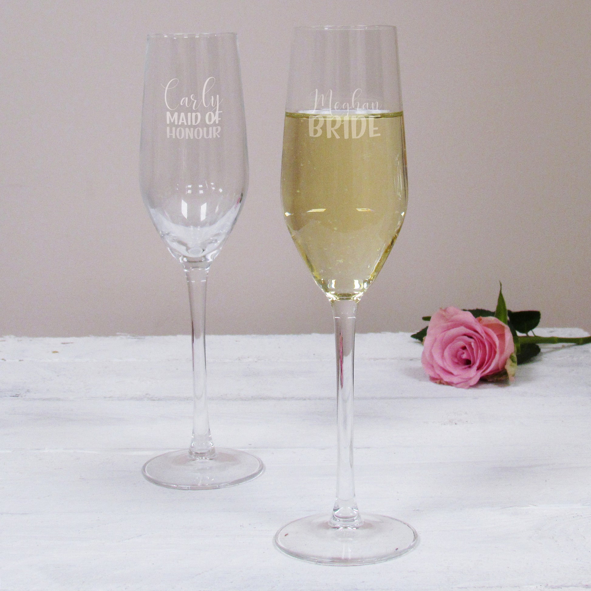 Personalised engraved Bride champagne prosecco flute