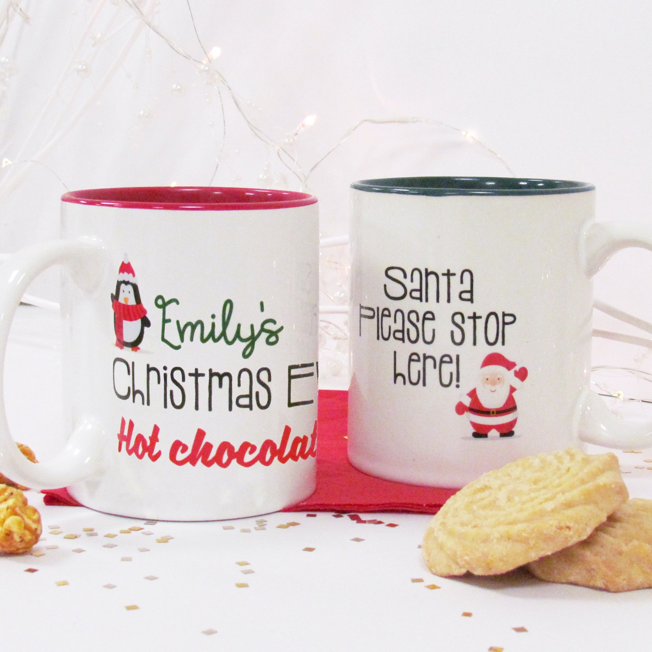 Red and white personalised ceramic Christmas mug gift