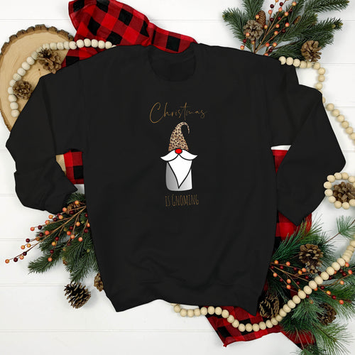 Christmas is gnoming sweatshirt with a colourful gonk design