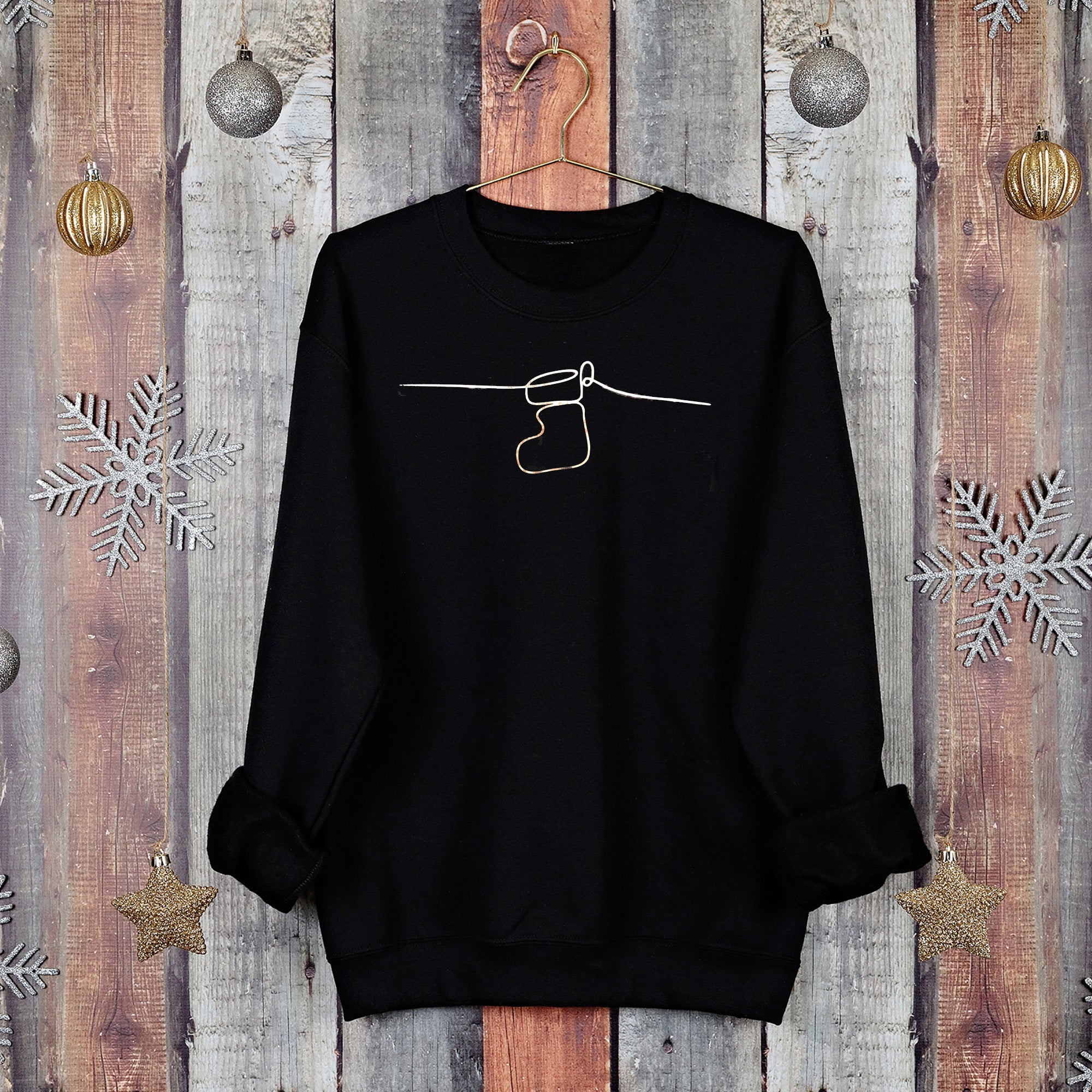 Christmas Jumper Hand drawn Silver Stocking
