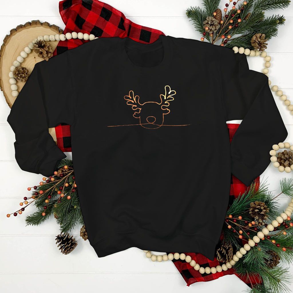 Christmas Jumper Hand Drawn Copper Reindeer