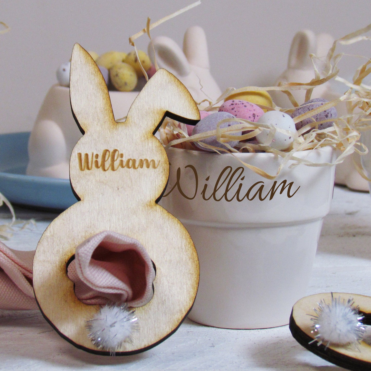 Easter Bunny Napkin Ring Name Place Setting