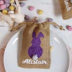 Personalised mini jute bags for Easter treats or place settings