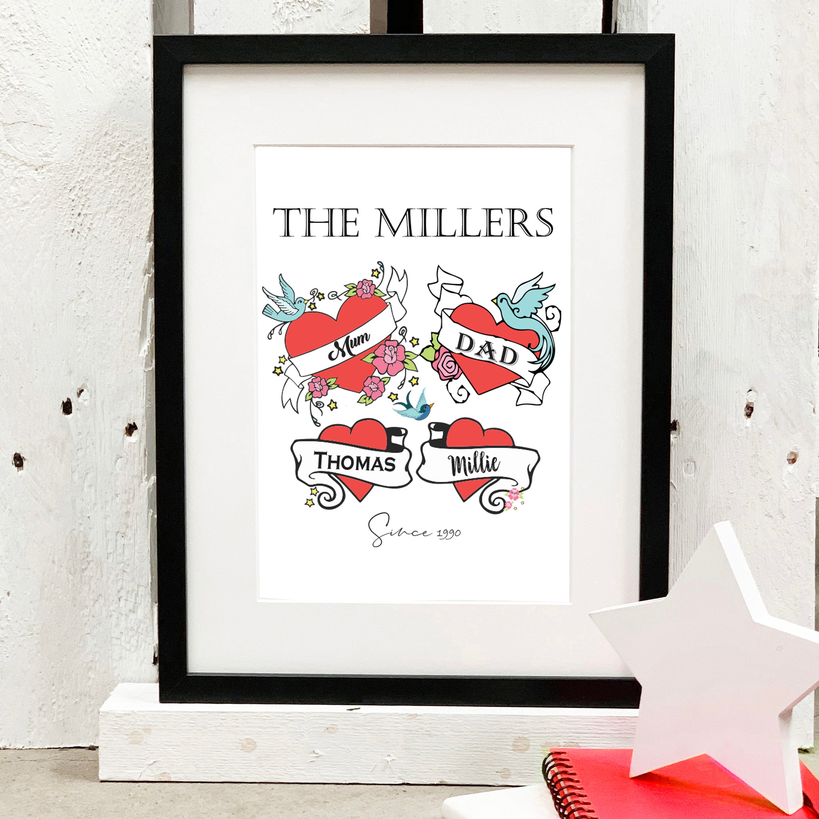 Personalised Family Tattoo Style Print