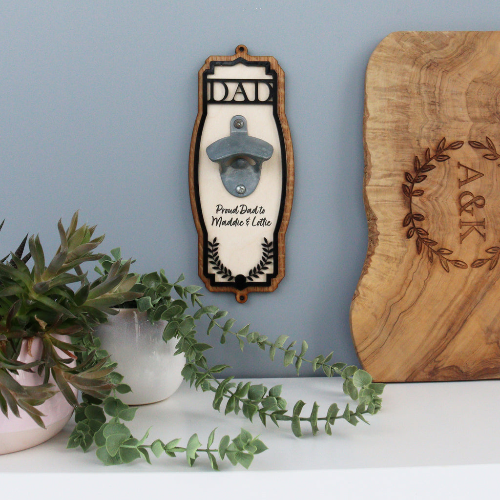 Father’s Day personalised wall mounted bottle opener gift