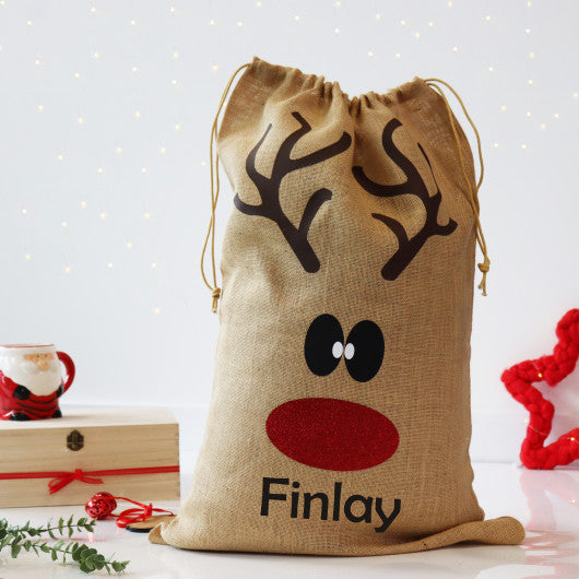 Christmas gift bag with green sparkly bow option