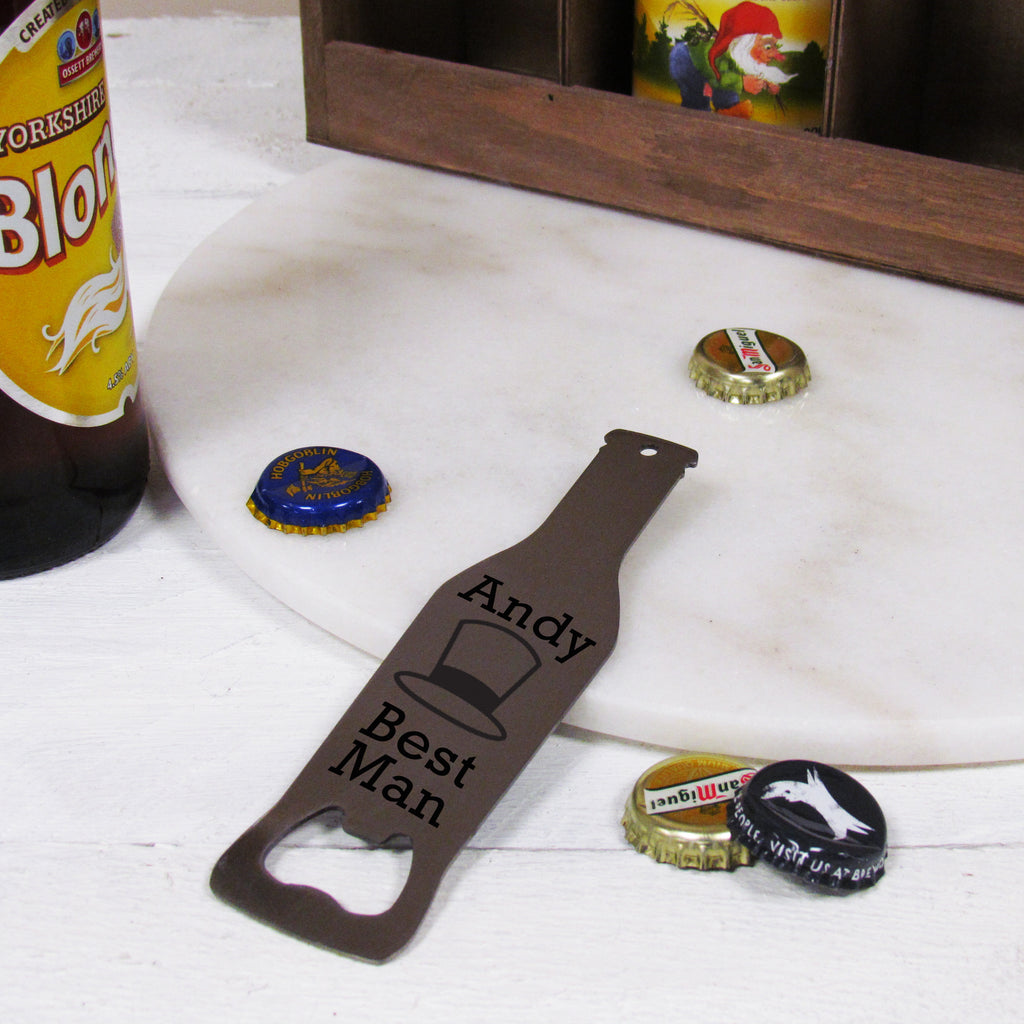 Compact and durable stainless steel bottle opener for weddings