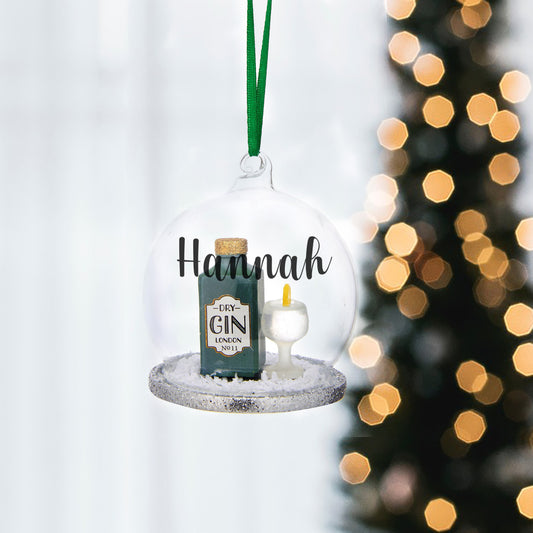 Personalised Glass Gin Bauble