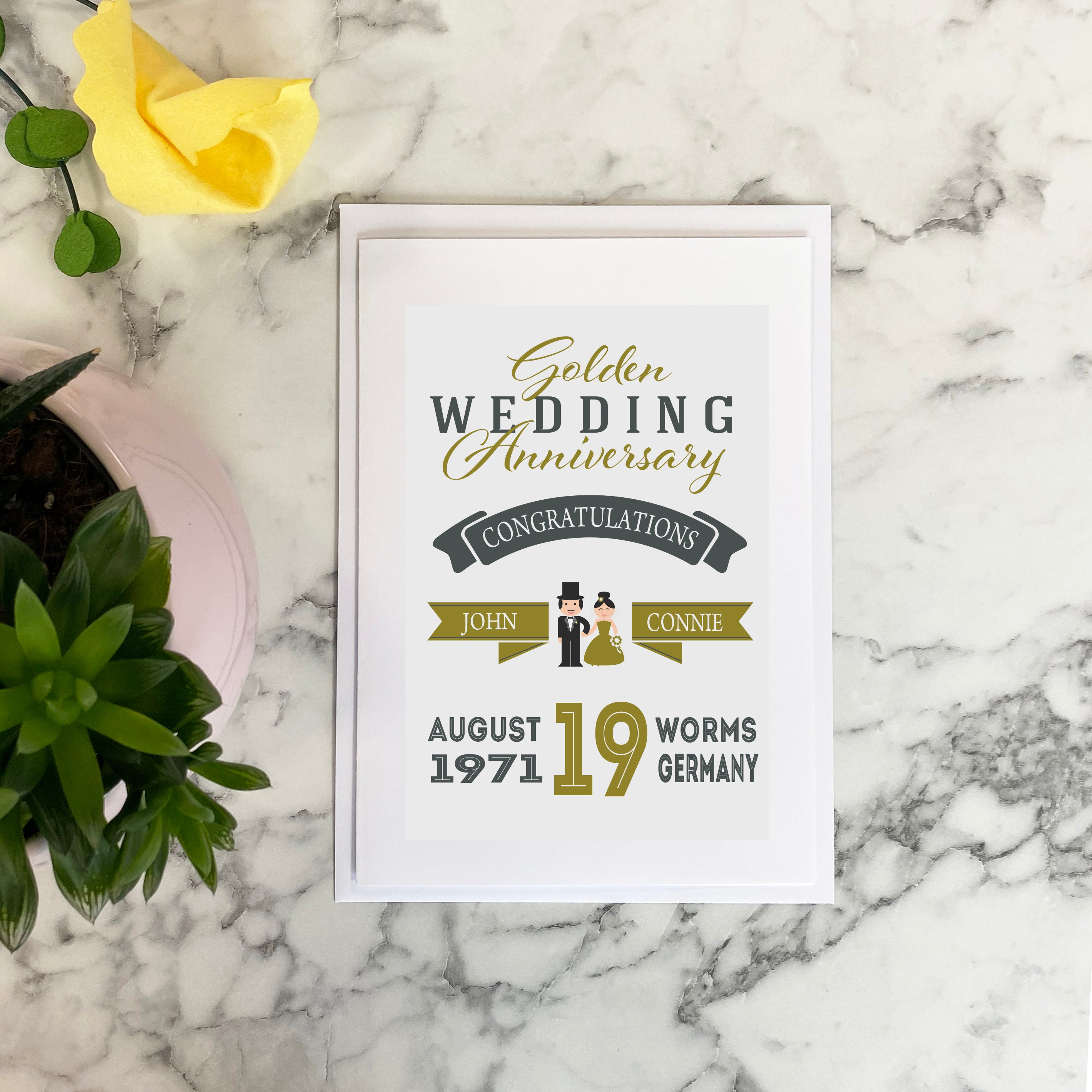 Personalised Golden Wedding Anniversary Card