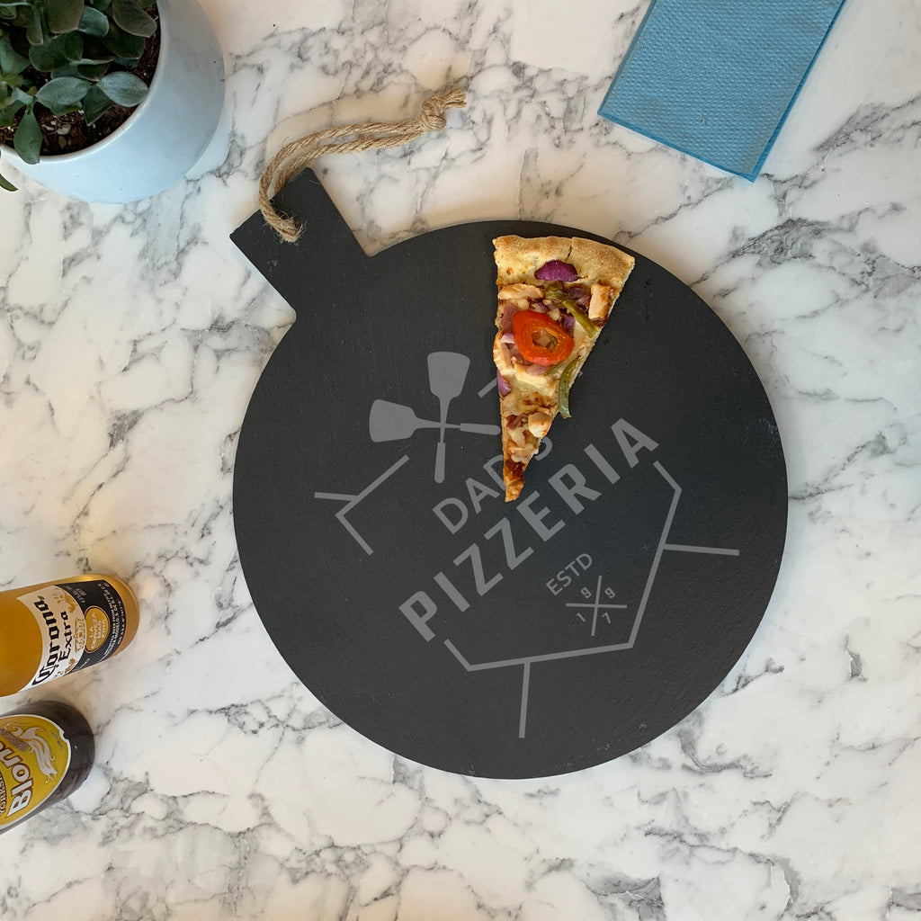 Handmade slate pizza board for home chefs