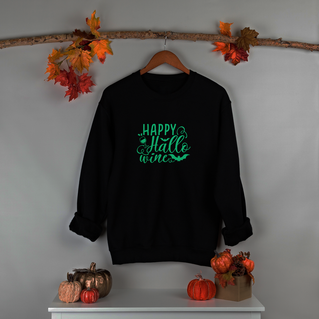 Happy Hallo..Wine Halloween Glow In The Dark Sweatshirt