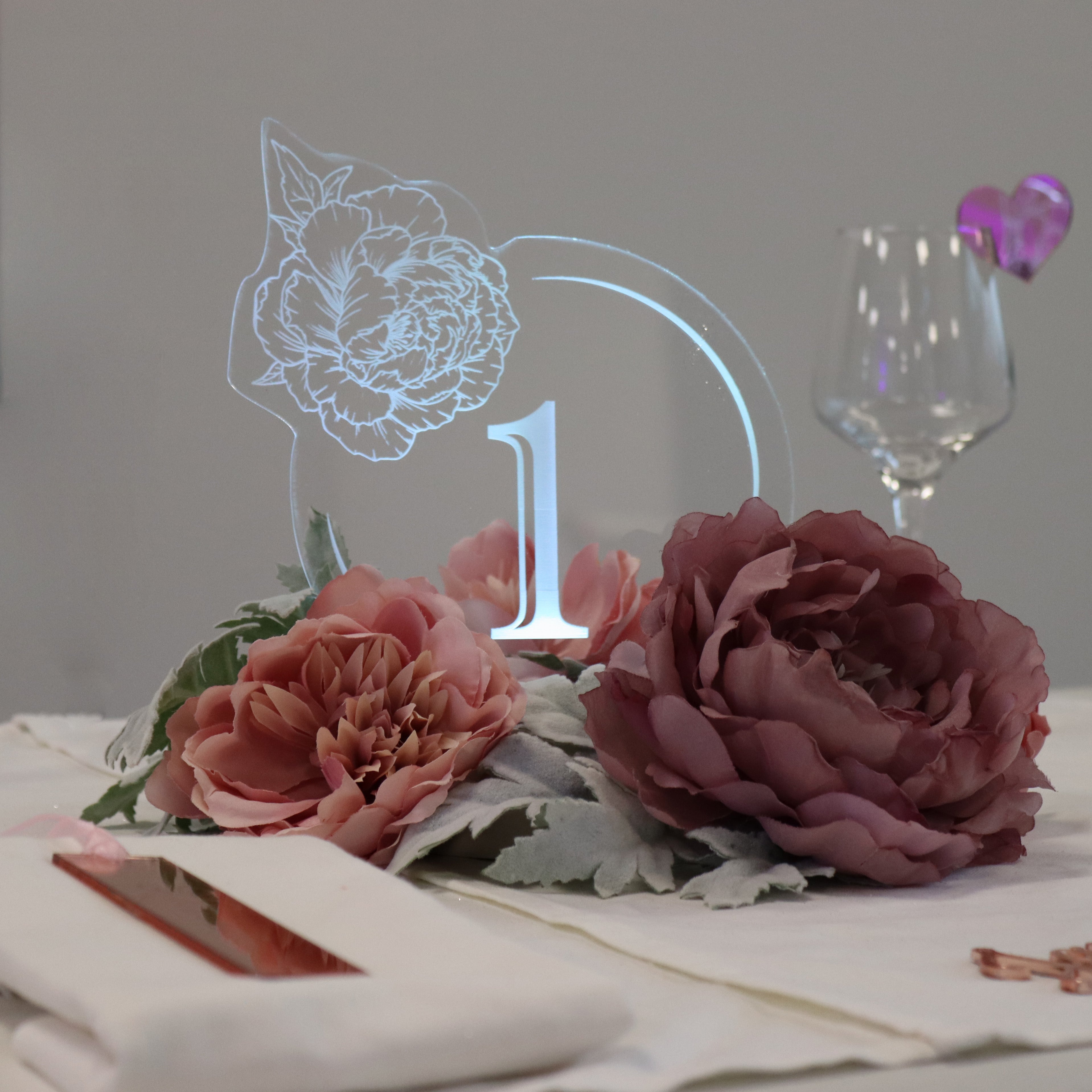 Light Up Wedding Centrepiece Table Number