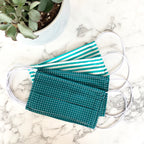 Pack Of Four Teal And White 100% Cotton Face Mask