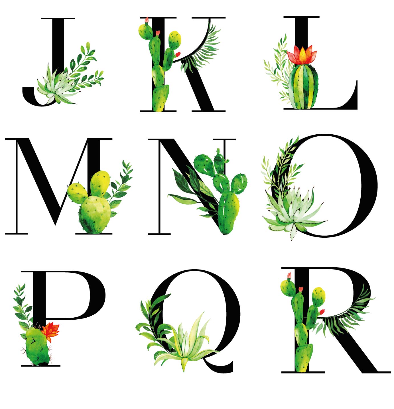 Personalised Couples Water Colour Cactus Print