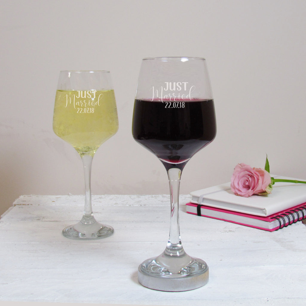 Personalised Engraved Wedding Wine Glass - Just Married