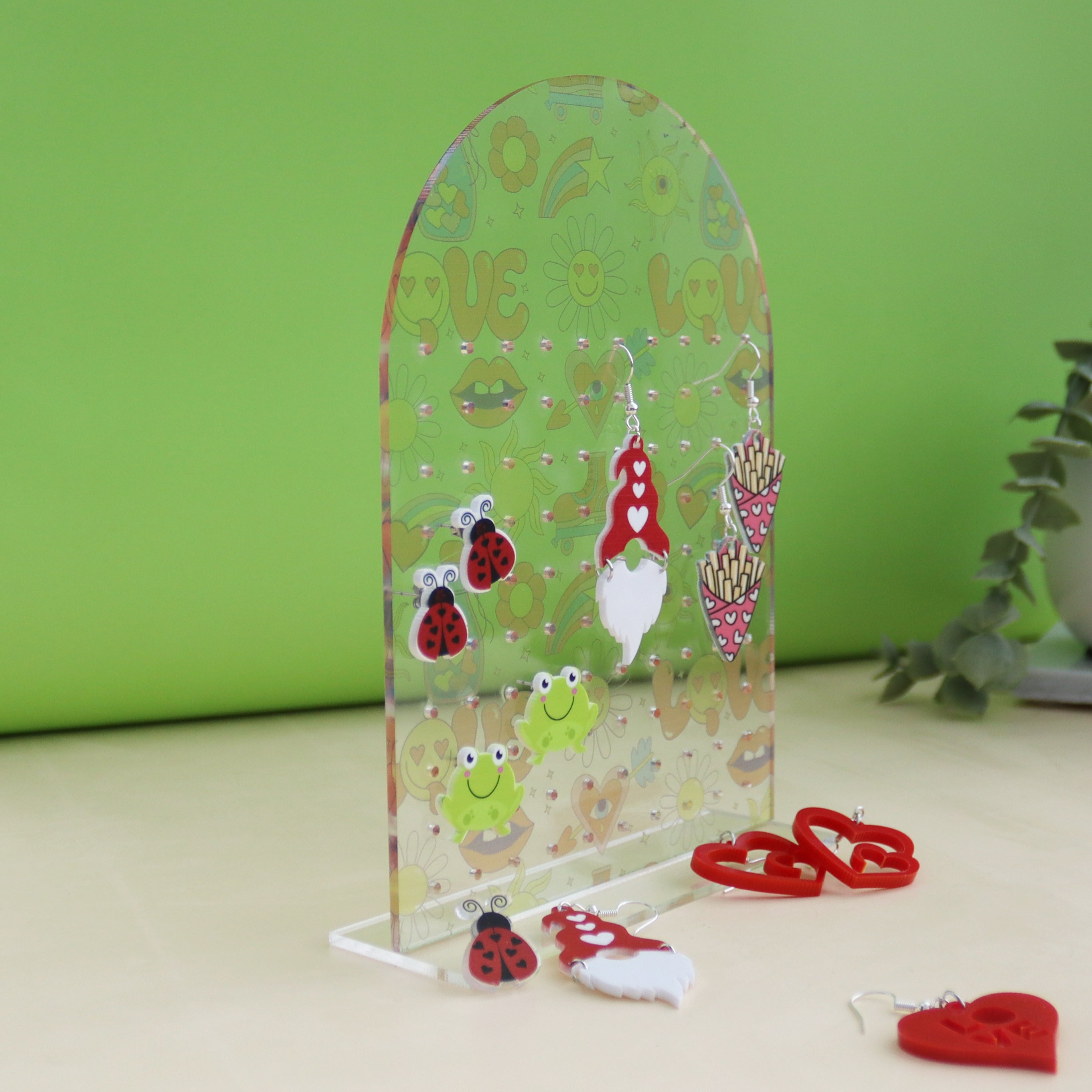 Love retro print earring acrylic holder can hold 50 pairs of earrings