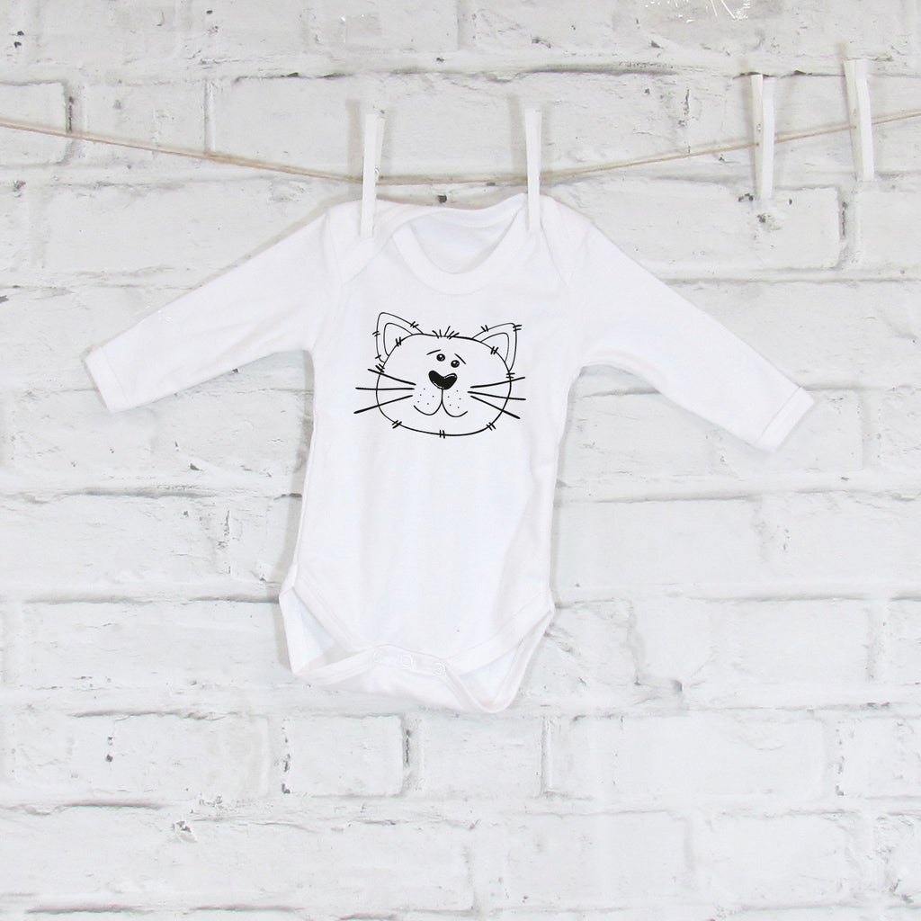 Monochrome Cat Baby Grow