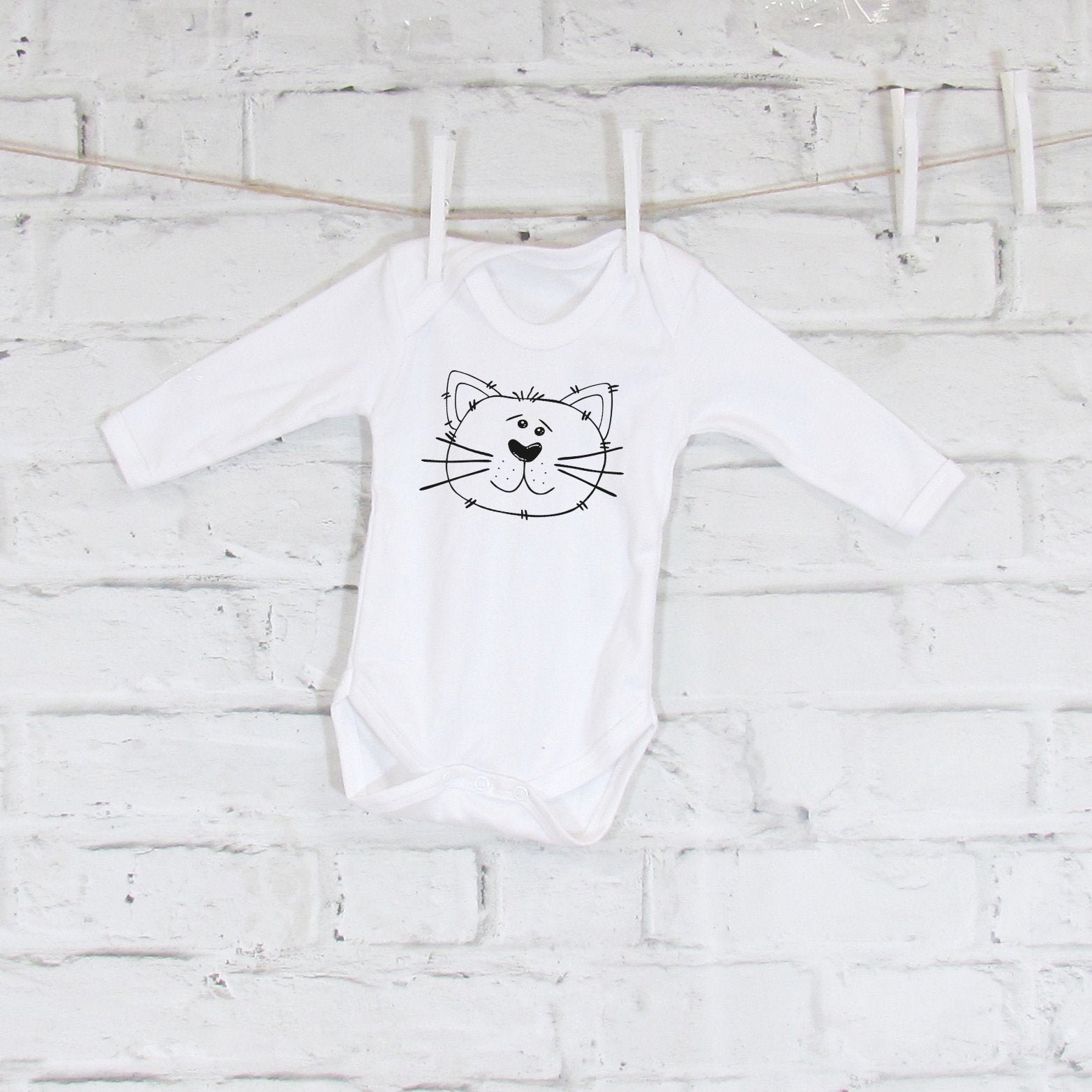 Monochrome Cat Baby Grow