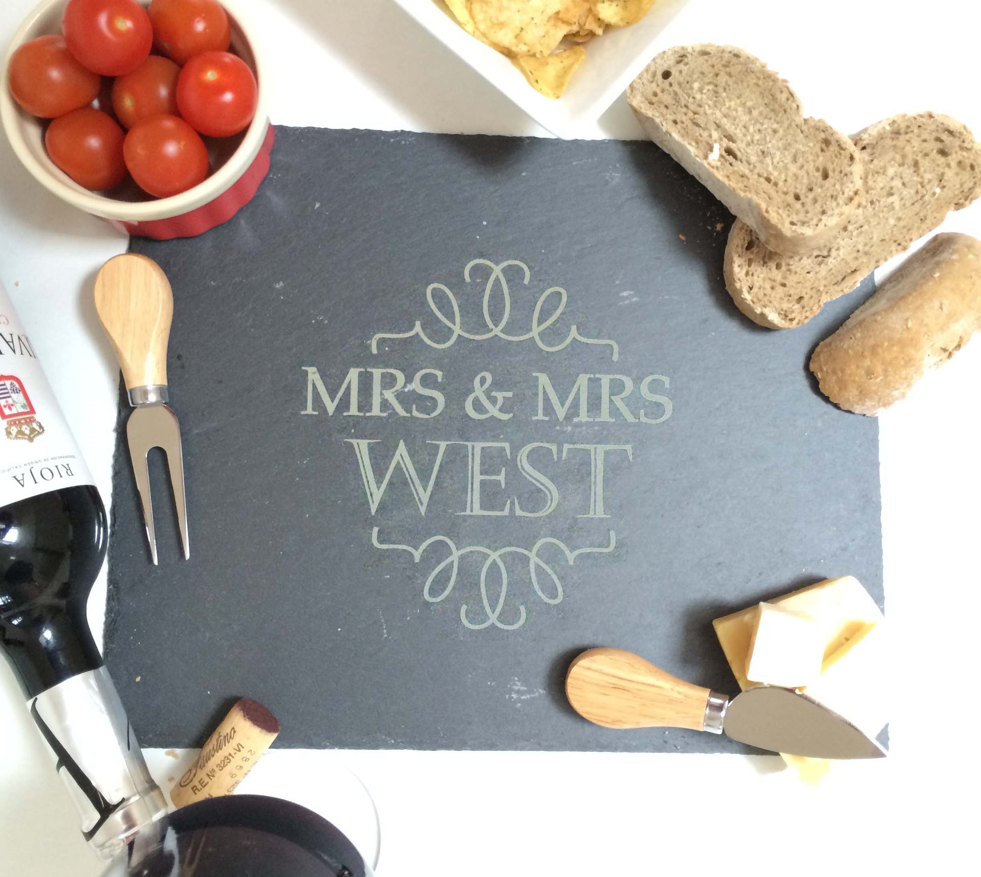 Personalised 'mr and Mrs' Slate Chopping Board Personalized