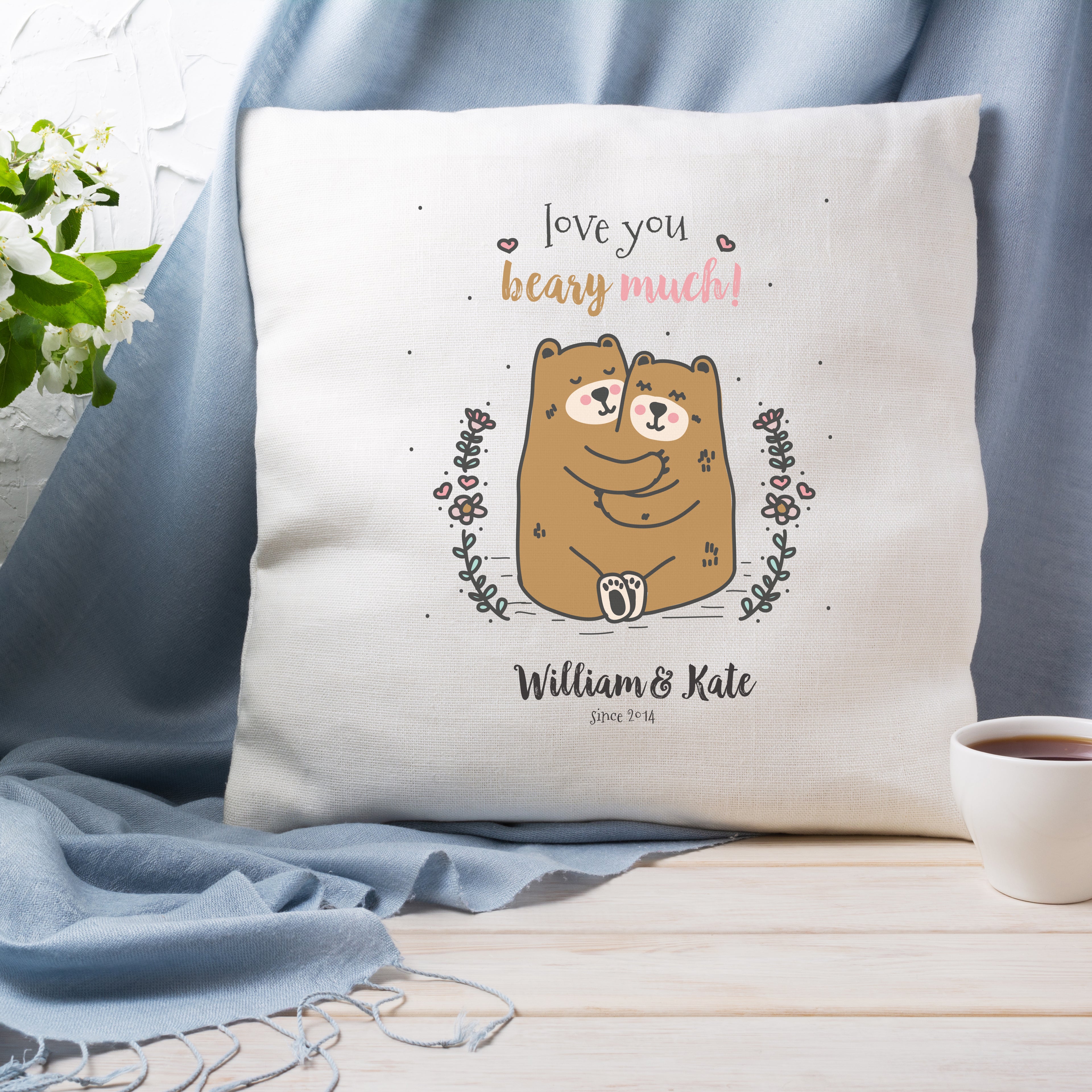 Personalised anniversary cushion cover with message