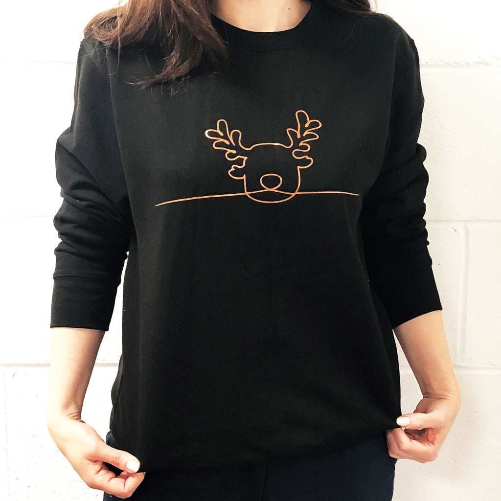 Christmas Jumper Hand Drawn Copper Reindeer