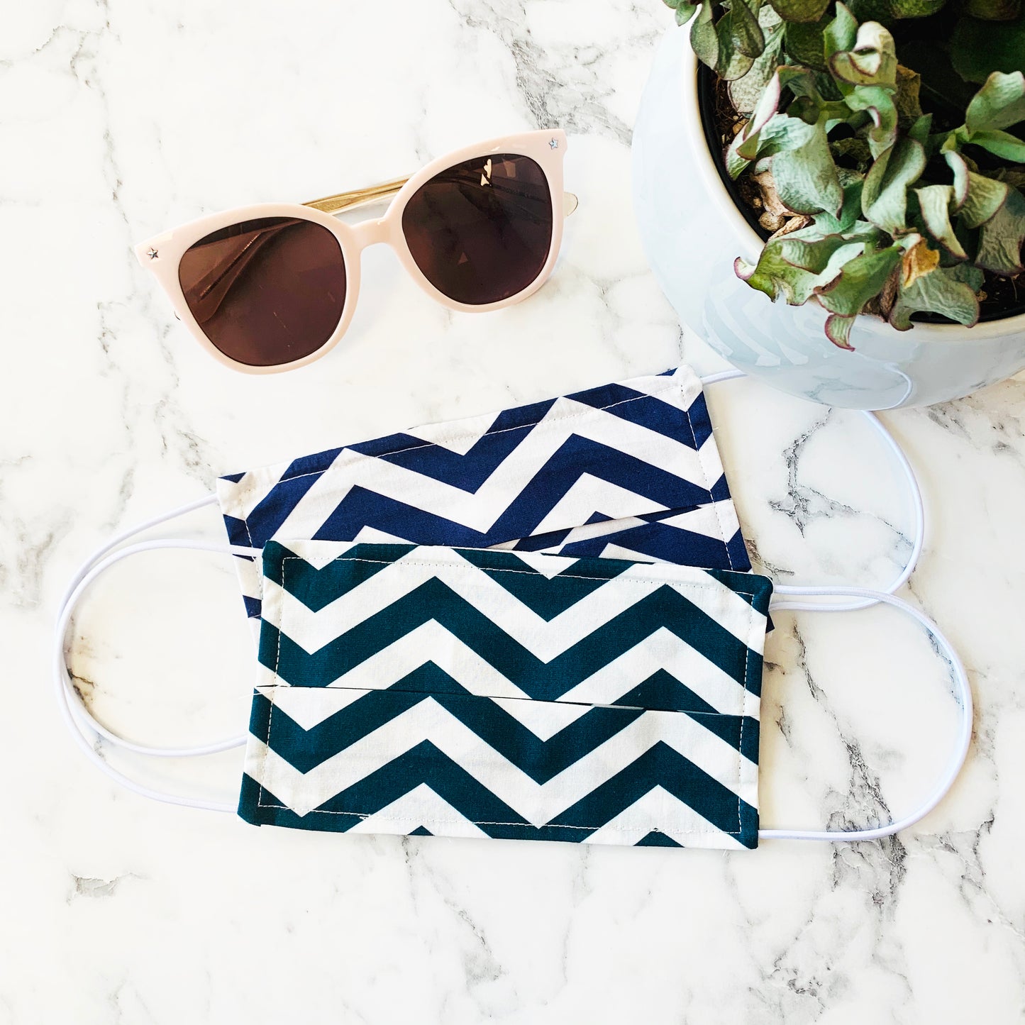 Pack Of Two Chevron Striped Face Masks