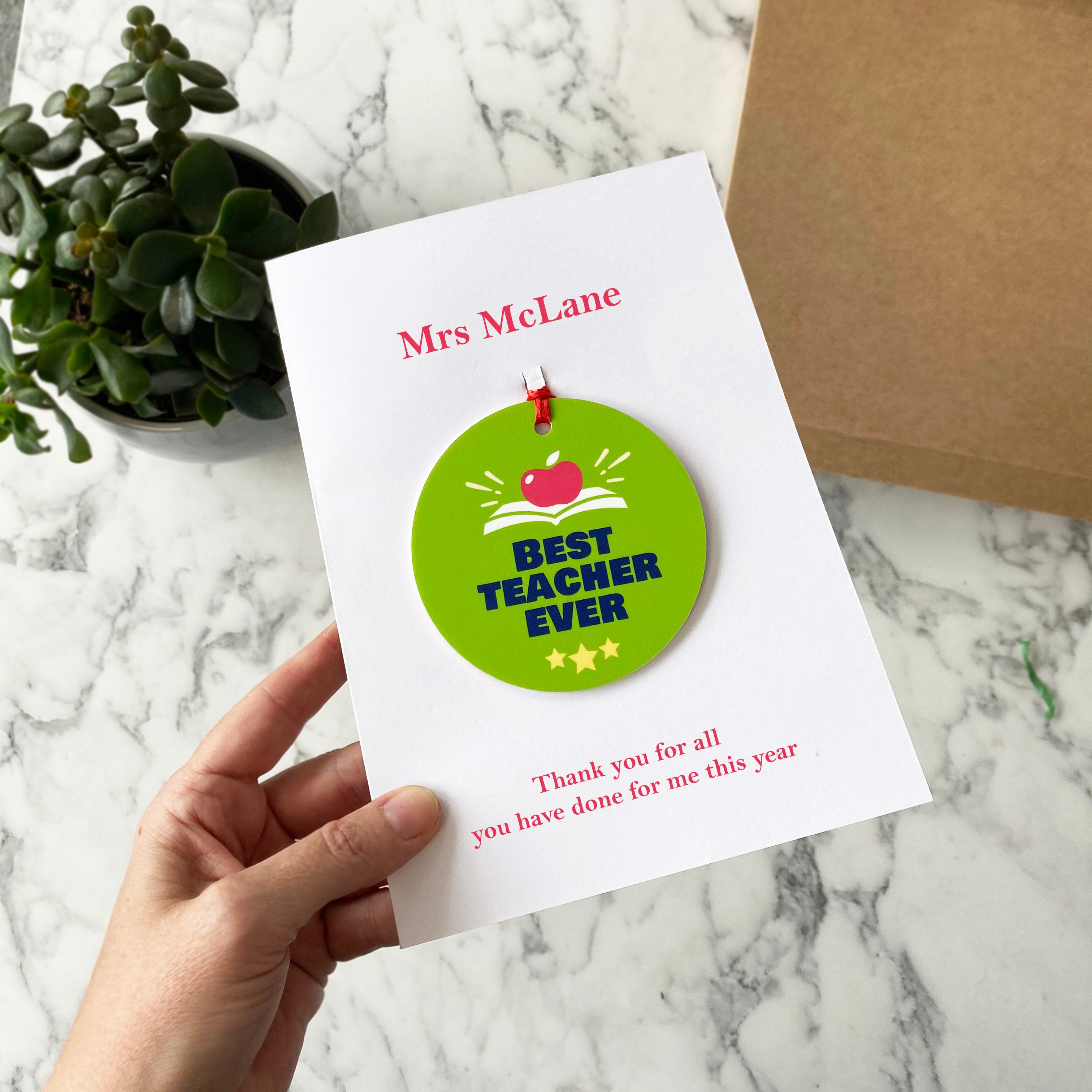 Personalised Thank You Teach Card With Medal