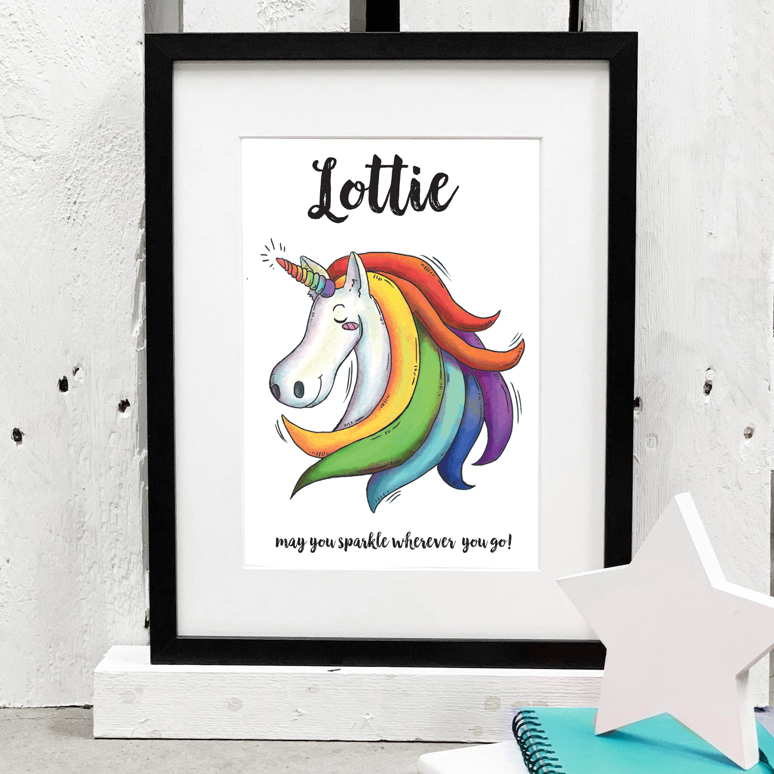 Personalised Sparkle Unicorn Print