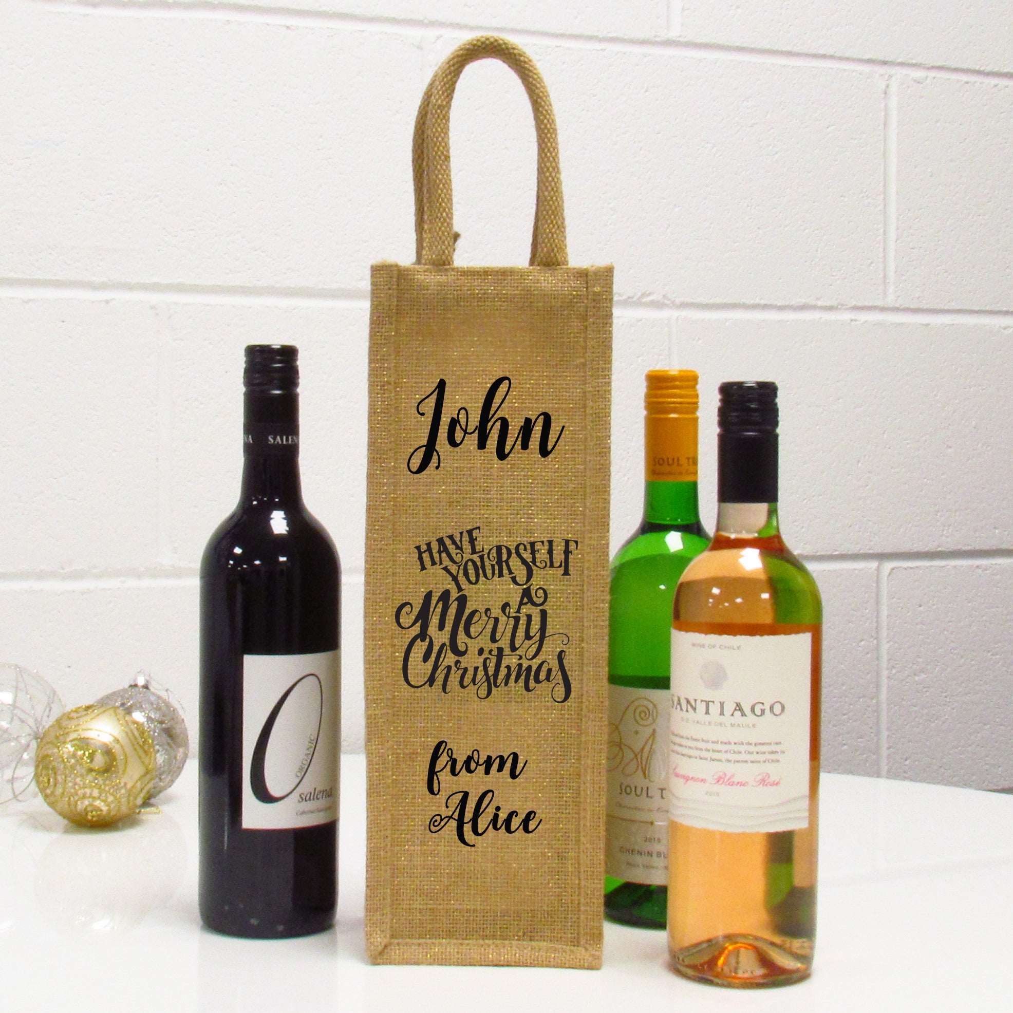“Have Yourself a Merry Christmas” wine gift bag