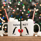 Cute penguin mugs for couples wedding gift
