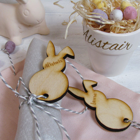 Easter table place setting wooden napkin ring custom name