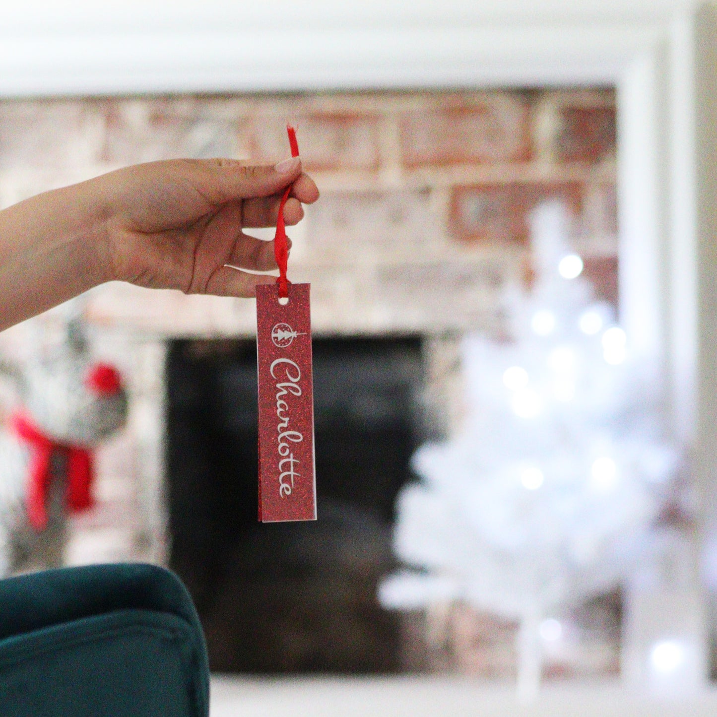 Personalised Straight Bauble With Red Glitter Backing
