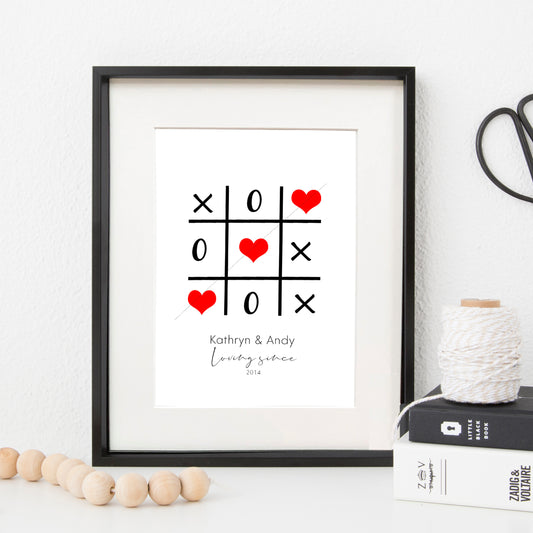 Tic Tac Toe Heart Couples Print