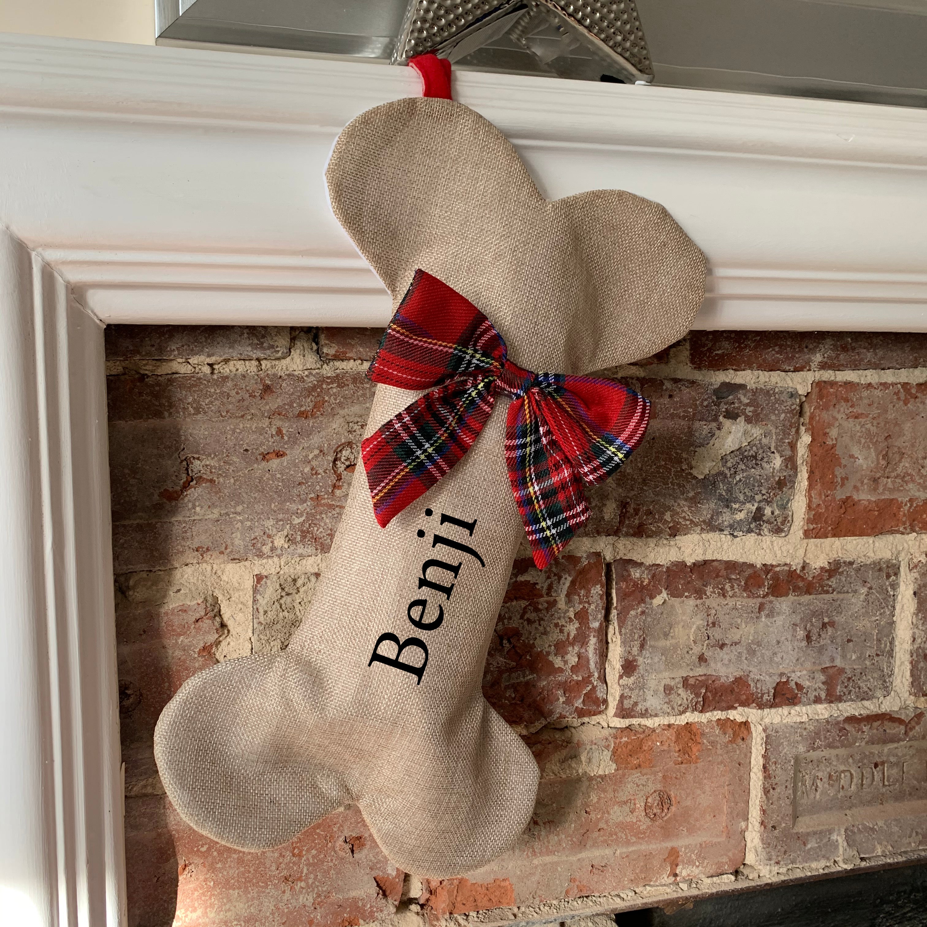 Personalised Luxury Dog Bone Jute Stocking