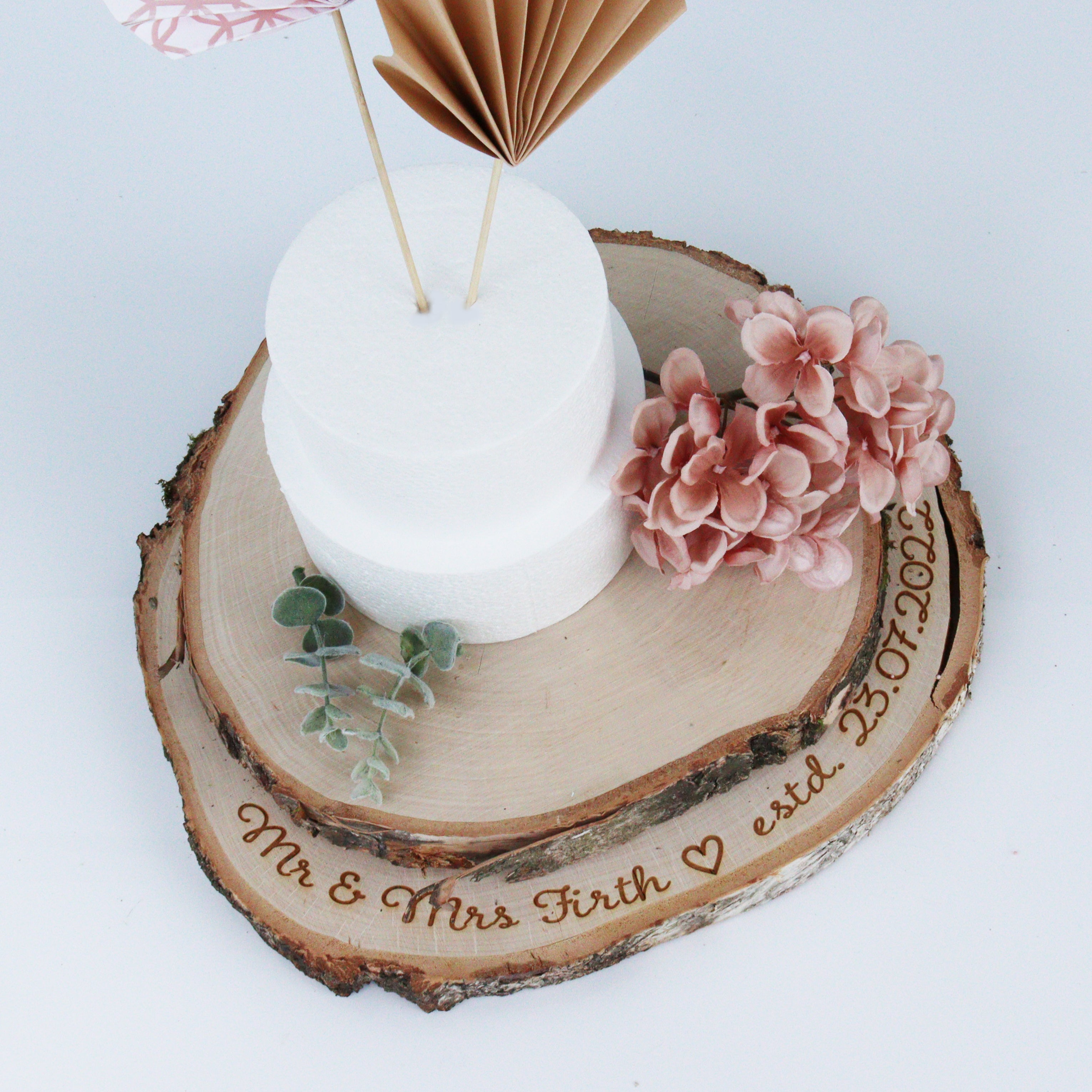 Personalised Natural Birch Log Cake Stand
