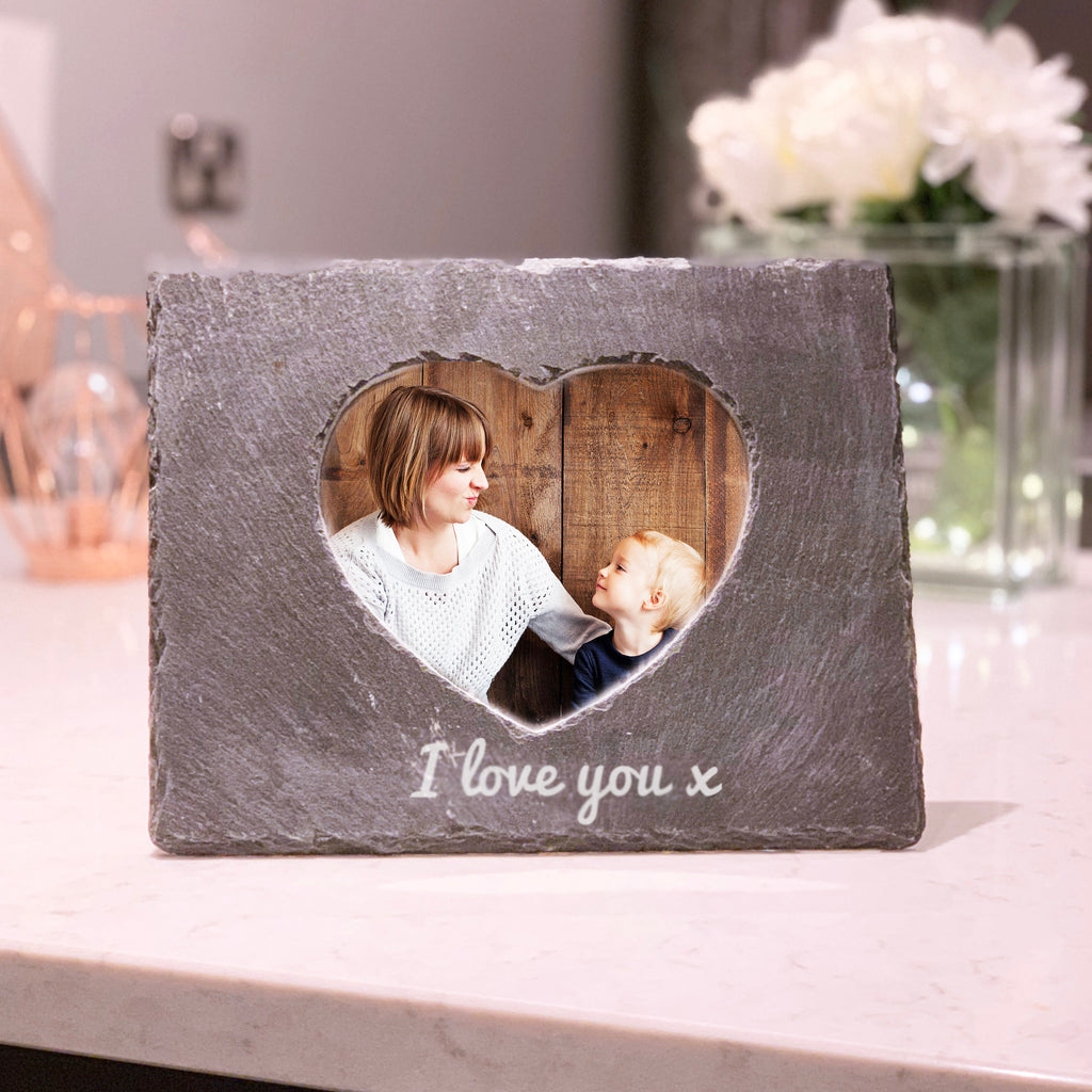 Personalised slate heart photo frame