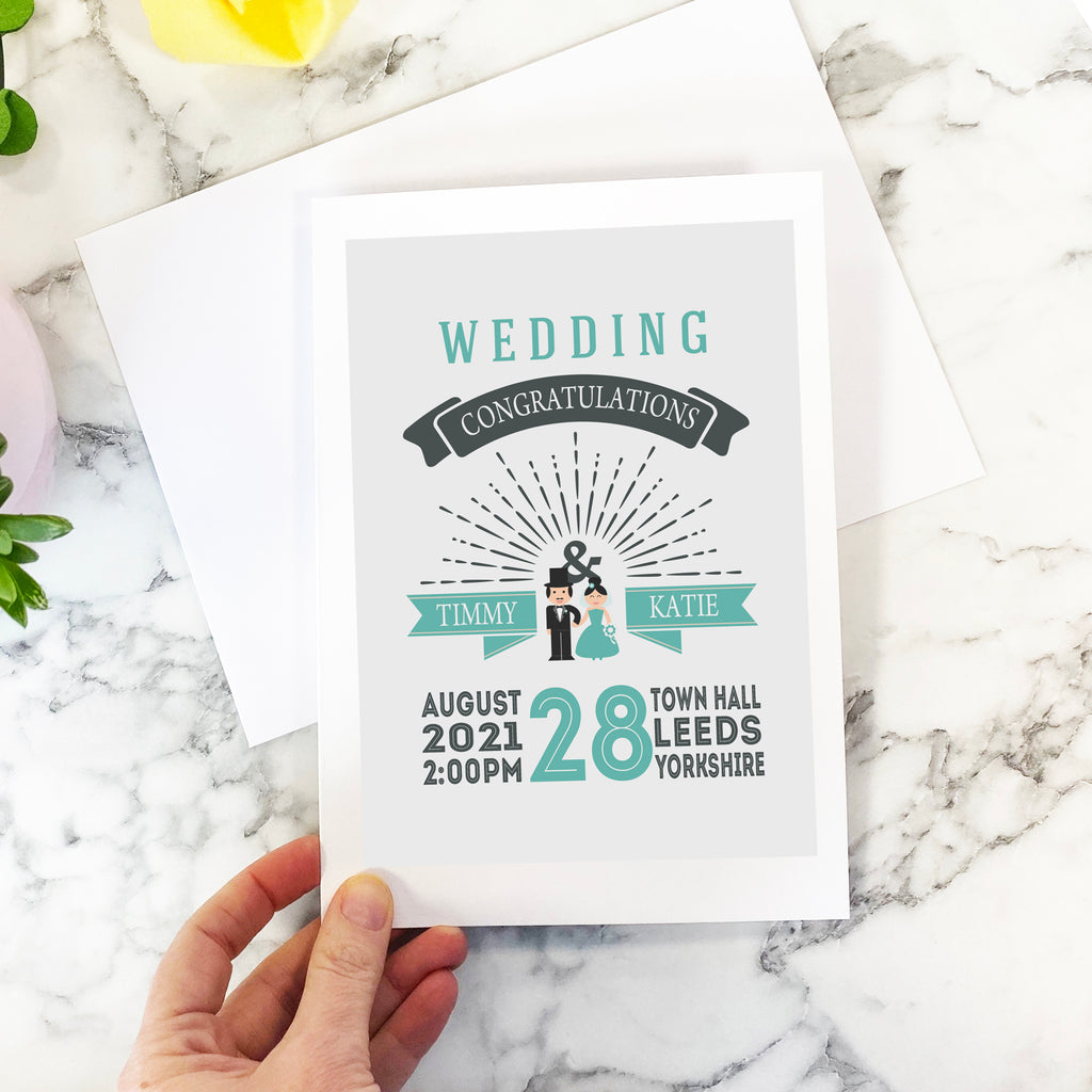 Personalised Vintage Style Wedding Day Card