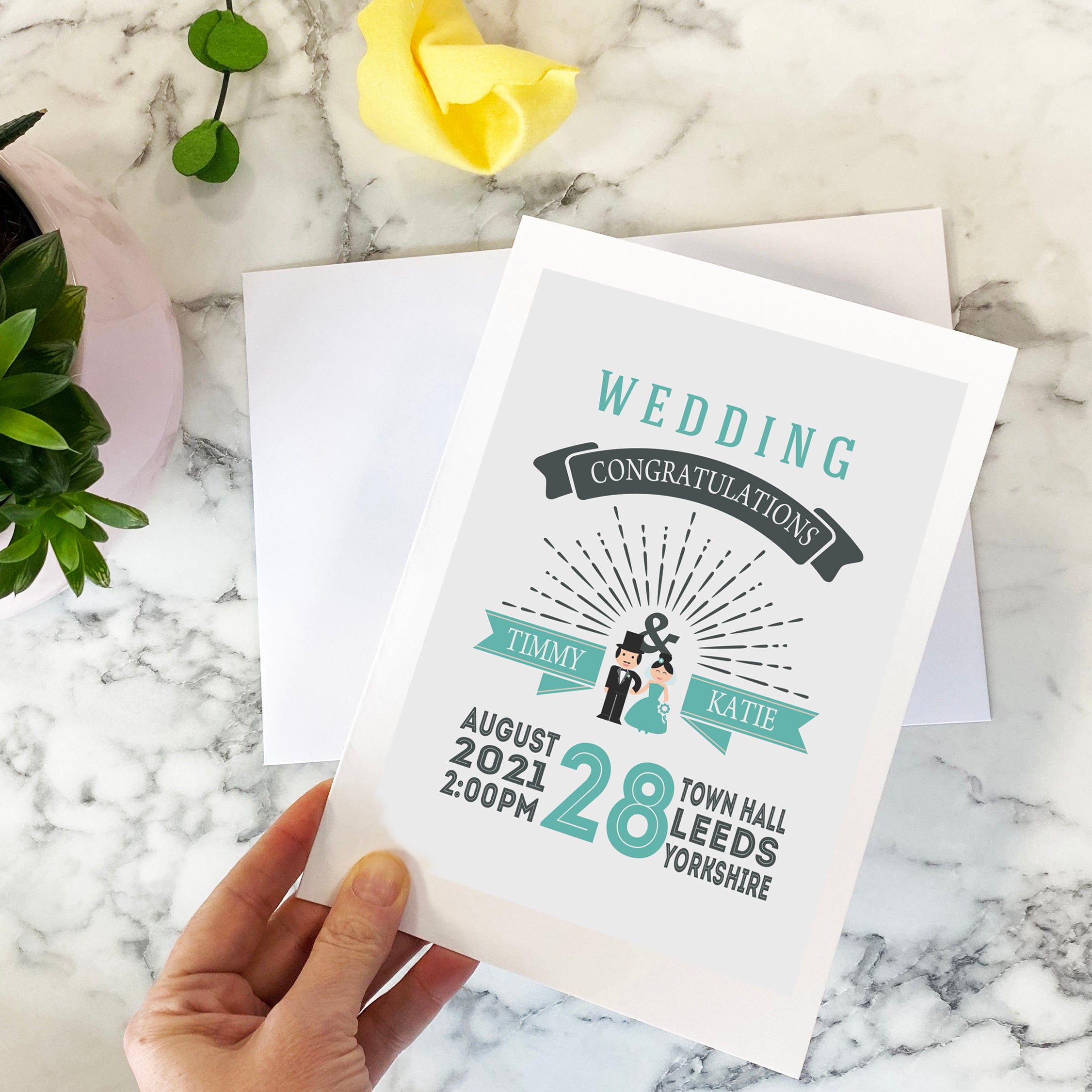 Personalised Wedding Day Card With Wedding Details