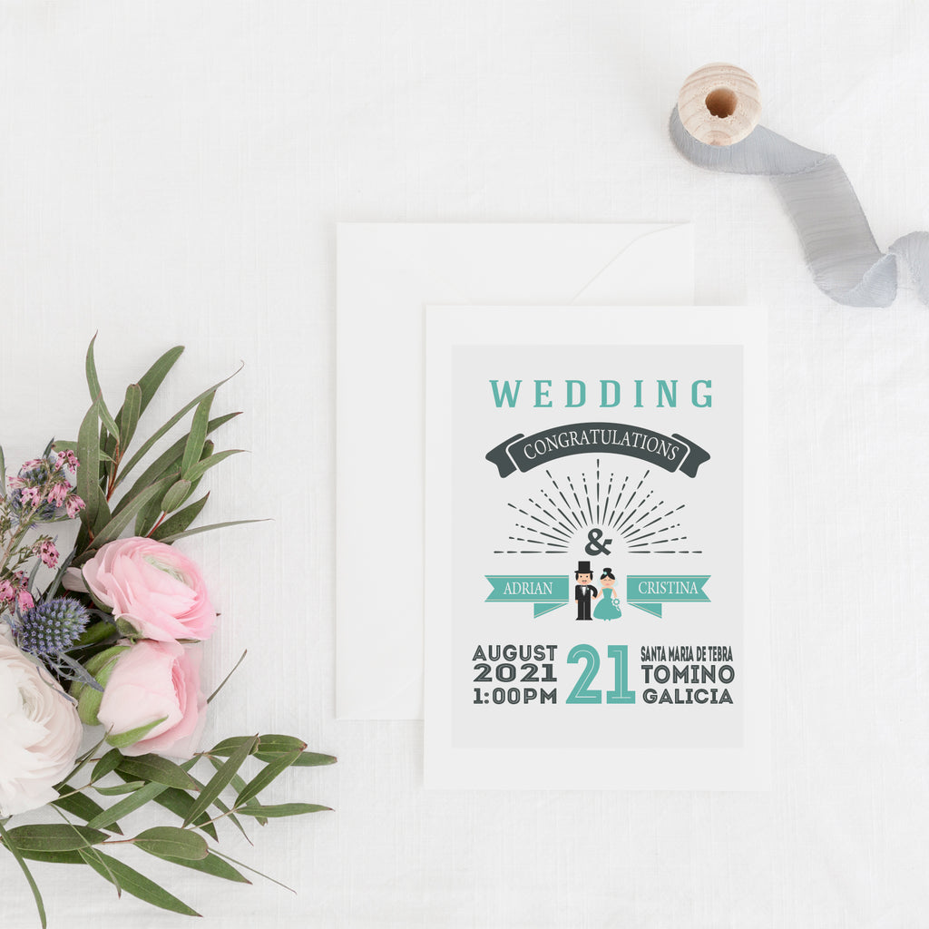 Personalised Vintage Style Wedding Day Card