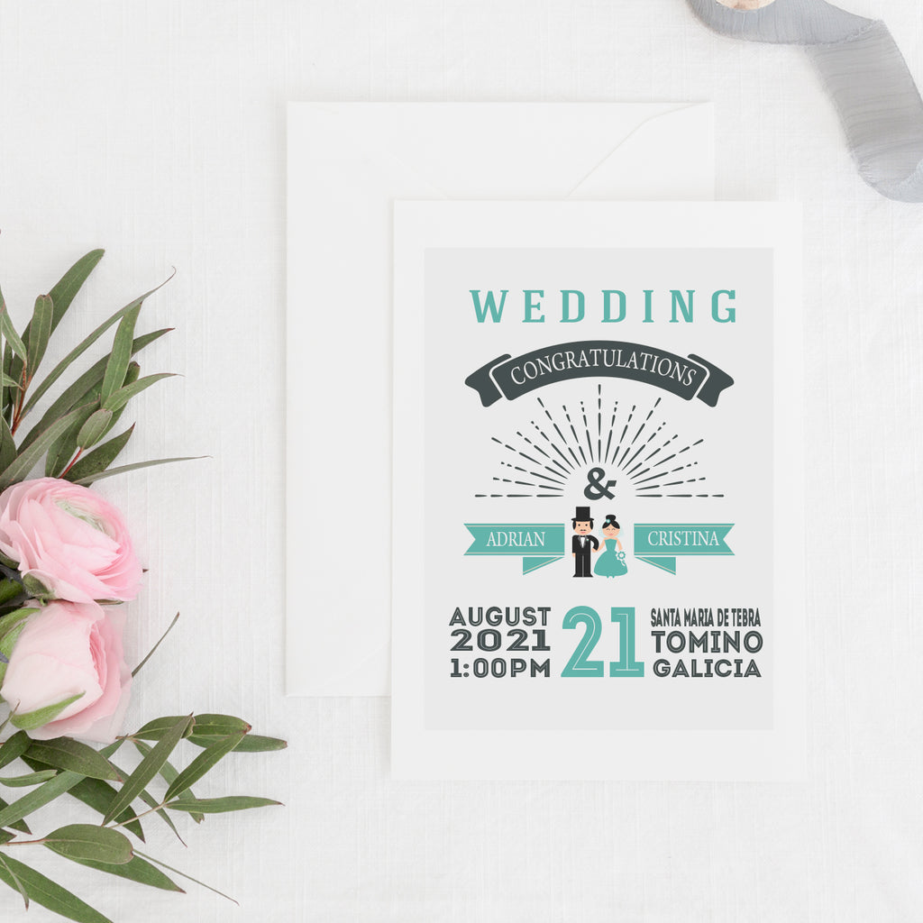 Personalised Vintage Style Wedding Day Card